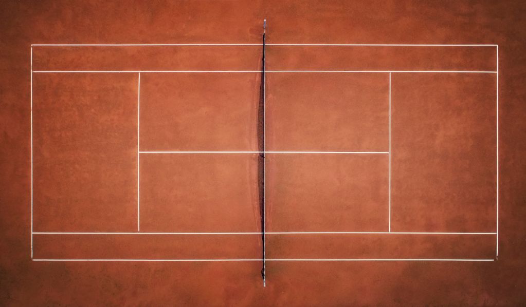 Tennis Clay Court. View from the bird's flight. Aerial photography